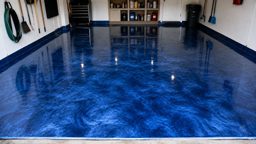 Garage floor after epoxy restoration