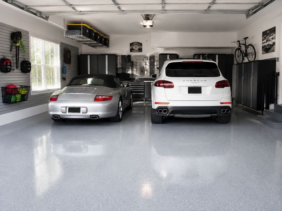 Two-car residential garage epoxy floor, Wesley Chapel, FL