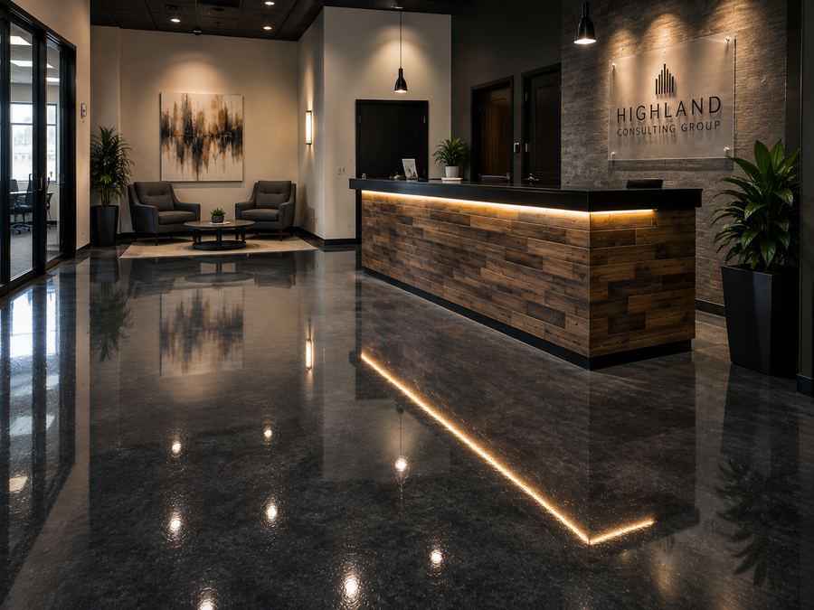 Boutique office lobby epoxy floor, Lutz, FL