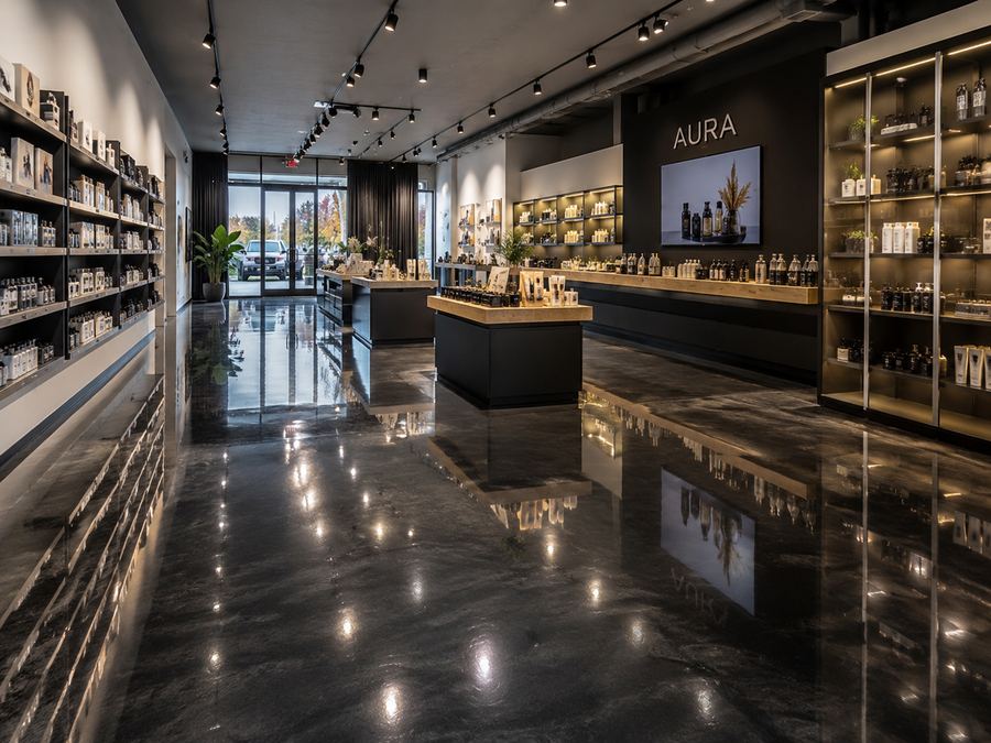 Retail showroom epoxy floor, St. Petersburg, FL