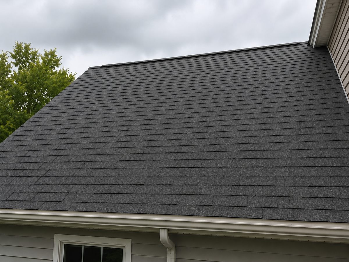 Soft washed roof free of algae streaking